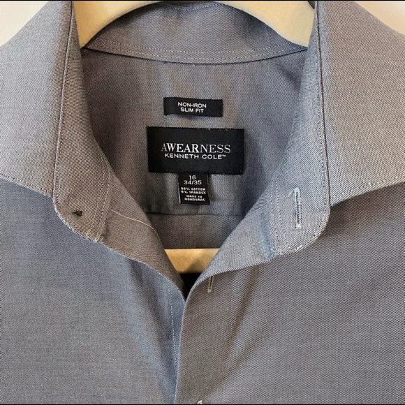 Kenneth Cole Non Iron Slim Fit Button Down Shirt - Picture 3 of 4